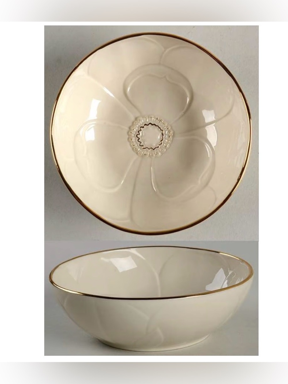 Lenox Magnolia Nesting Bowl Gold Rim and Accents